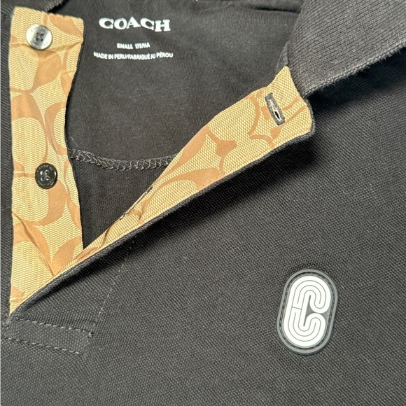 COACH  men’s small polo black button up shirt - Picture 4 of 7